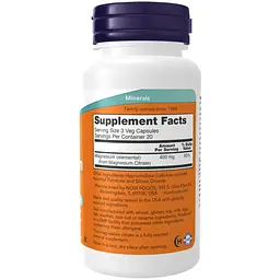 Дієтична добавка Now Foods Magnesium Citrate 60 вегетаріанських капсул - мініатюра 2