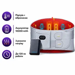 Масажний пояс ALLJOY AJHV2E10 з підігрівом вібрацією та акумулятором 10000 mAh сірий (SKU-104) - мініатюра 2