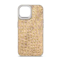 Кожаный чехол для Apple iPhone 14, Harder Crocosaur, бежевый, термополиуретан ТПУ + экокожа с текстурой крокодила, панель, защита корпуса, противоударный, микрофибра, рамка вокруг камеры, защита всего корпуса, (ARM76717)