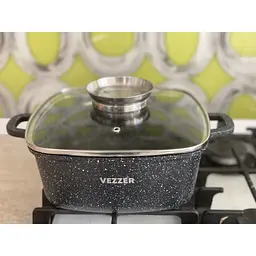 Каструля Vezzer квадратна з кришкою 22 см 3.5 л чорна (VZ8008) - мініатюра 9
