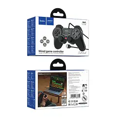 Геймпад дротовий HOCO GA3 Fast link wiчервоний game controller чорний - мініатюра 2