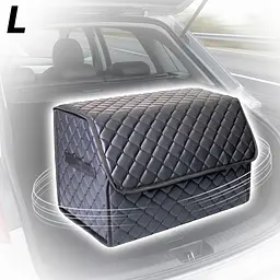 Органайзер саквояж у багажник L 500 x 300 x 300 мм Еко-шкіра Чорний-Чорна нитка