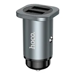 Зарядний пристрій адаптер для авто HOCO NZ4 Wise 24w 2 порти metal grey