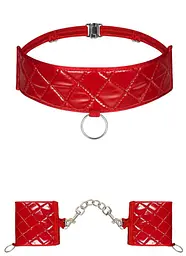 БДСМ-набір нашийник та наручники Obsessive Hunteria cuff & chocker O/S — аксесуари для рольових ігор у парі - мініатюра 2