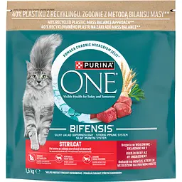 Сухий корм для стерилізованих котів Purina One Sterilcat з яловичиною 1.5 кг  - мініатюра 2