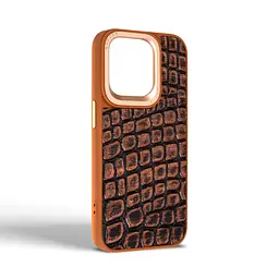 Кожаный чехол для Apple iPhone 15 Pro, Harder Kaiju Skin, оранжевый, термополиуретан ТПУ + экокожа с эффектом текстуры монстра, панель, защита корпуса, противоударный, микрофибра, рамка вокруг камеры, защита всего корпуса, (ARM76843) - мініатюра 2