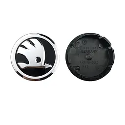 Ковпак колеса Skoda хром чорний 56 мм пластик 1 шт OEM 5JA601151A (ковпачок, заглушка диска)