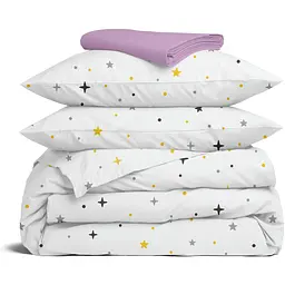 Комплект постільної білизни Cosas Midnight stars CS5 Сімейний сірий (MidnightStars_El180x30-46Camellia_160x2)