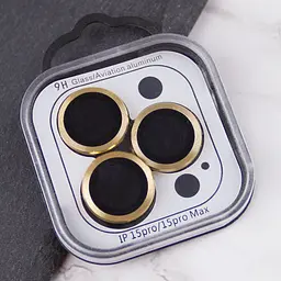 Захисне скло Metal Classic на камеру (у упак.) для Apple iPhone 15 Pro (6.1) / 15 Pro Max (6.7) Золотий / Gold - мініатюра 3