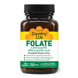 Вітаміни та мінерали Country Life Folic Acid, 250 таблеток