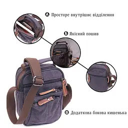 Невелика чоловіча сумка із щільного текстилю 21243 Vintage чорна - мініатюра 4