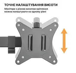Настільний кронштейн для двох моніторів 17–32 дюймів OfficePro OPMA-102 Black - мініатюра 12