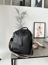Шкіряний жіночий молодіжний рюкзак чорний на кожен день 94413 Tiding Bag - мініатюра 5