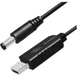Кабель живлення USB to DC 5.5x2.5mm 9V 1.0m black ColorWay (CW-CBUD066-BK)