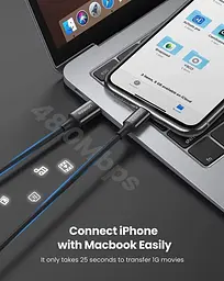 Кабель Ugreen USB 2.0 Type-C M-Lightning M, 2 м, 3A, Nickel Plating ABS Shell Чорний, US171 - мініатюра 2