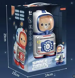 Скарбничка сейф дитячий, банка для грошей «Космонавт» MK 5061 з кодовим замком, світлом і звуком (біло-червоний) - мініатюра 7