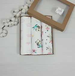 Пелюшки дитячі a.l.babybox Звірята балерини 50х80 см 3 шт. Різнокольоровий (NA 18170049)