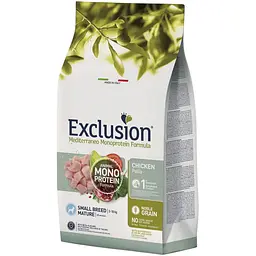 Корм Exclusion Mature Chicken Small Breed для літніх собак малих порід з надмірною вагою та зниженою активністю або стерилізованих з куркою 0,5 кг
