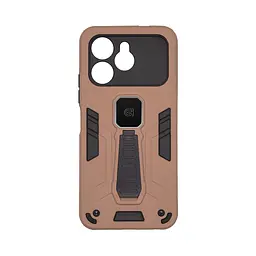 Чехол для TECNO Spark 40 4G, Proover, коричневый, с подставкой и магнитом, противоударный, ударопрочный, бронированный, панель-накладка, защита всего корпуса, термополиуретан (TPU) + поликарбонат (PC), ArmorStandart (ARM87280)