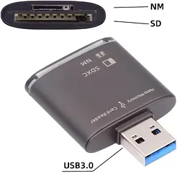 Кардрідер USB 3.0 для карт NM та SD, подвійний слот, швидкість до 5 Гбіт/с - мініатюра 5
