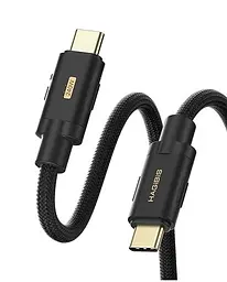 Кабель USB4 Thunderbolt 5 HAGiBiS Type-C 120Gbps 240W Black Soft 1 метр