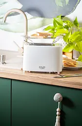 Електричний тостер Adler AD 3223 білий 900 Вт, 2 відділення, регулювання підсмаження, решітка для булочок - мініатюра 7
