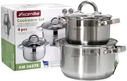 Набір 2 каструлі Mystery 2.1л, 3.8л зі скляними кришками Kamille Ø16х10,5 см; Ø20х12,5 см kuh0011196 - мініатюра 5
