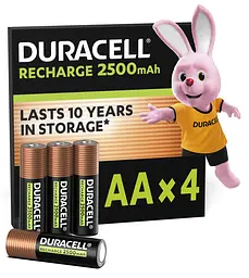 Аккумулятори Duracell Rechargeable AA 2500 mAh, 4 шт. (6486621)