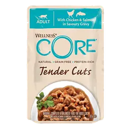 Вологий корм для котів Wellness CORE Tender Cuts with Chicken & Salmon in Savoury Gravy