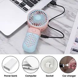 Мінівентилятор акумуляторний Mini Fan Z8 Рожево-блакитний, ручний вентилятор | портативний вентилятор (ST) - мініатюра 5