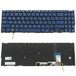 Клавіатура для ноутбука ASUS (UX534 series) rus синій без фрейма підсвічування клавіш