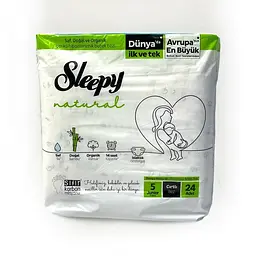 Підгузки Sleepy Natural Junior-5 дитячі 11–18 кг 5 шт/ящ 24 шт (03196)