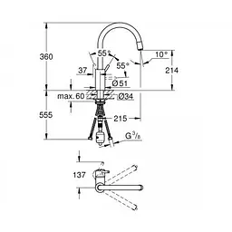 Змішувач для кучні Grohe Concetto 32663003, Хром - мініатюра 2