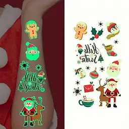 Набір тимчасових тату "Різдво №2" kids-tatto-set10-2-christmass, що світяться, 12 х 7 см - мініатюра 4