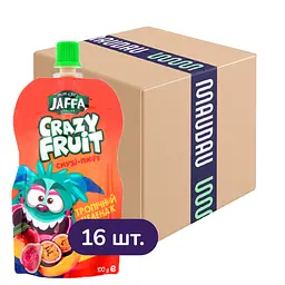 Упаковка смузи-пюре Jaffa Crazy Fruit Тропический челлендж 1.6 л (100 мл х 16 шт.)
