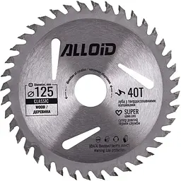 Диск пиляльний по дереву Alloid Building Tools з твердосплавними напайками 125х22.2 мм (WS-12540)