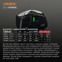 Налобний світлодіодний ліхтарик Videx VLF-H055D 500 Lm 5000 K (VLF-H055D) - мініатюра 10