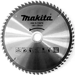 Пиляльний диск для алюмінію 190x30 мм 60Т Makita TCT D-72970