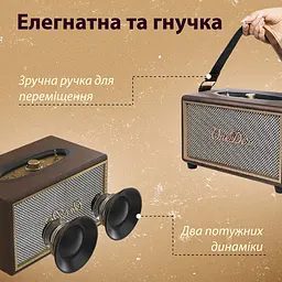 Портативна колонка OneDer D6BR D6 BT/TF/USB/AUX 40 Вт, коричнева - мініатюра 5