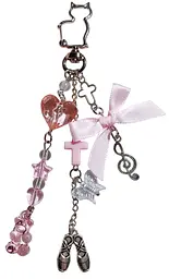 Брелок з милими підвісками у рожевому стилі Keychain with cute Pink pendants 6 см