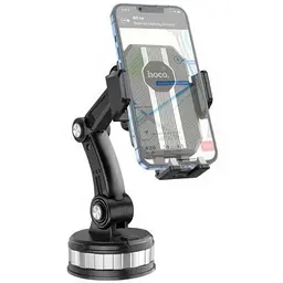 Тримач для телефону в авто на присосці автотримач телефону чорний Hoco DCA33 Powerful suction cup - мініатюра 8