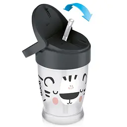 Кружка-непроливайка Lovi Salt & Pepper з силіконовою трубочкою 250 мл чорна з сріблястим (35/356) - мініатюра 2