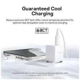 Зарядний пристрій Baseus 1xUSB-C 20 Вт + 1xUSB білий + кабель USB-C — USB-C 60 Вт 1.0 м (P10111608213-01) - мініатюра 2