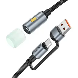 Ліхтарик на кабелі з адаптером Hoco UA38C USB/Type-C to LED Light Adapter Cable black - мініатюра 2