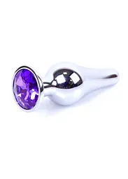 Анальна пробка з кристалом Jewellery Silver Butt Plug 9.3 см (фіолетовий) - мініатюра 8