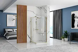 Душова кабіна Rea Punto 80x100 gold розсувна REA-K6442, Золотий, Універсальна, прозорий, золотий - мініатюра 5