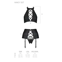 Комплект із еко-шкіри з імітацією шнурівки Passion Nancy Set black L/XL - мініатюра 5