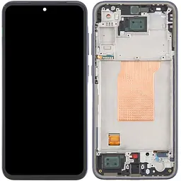 Дисплей Samsung A356 Galaxy A35 чорний, OLED, з рамкою синього кольору, Navy