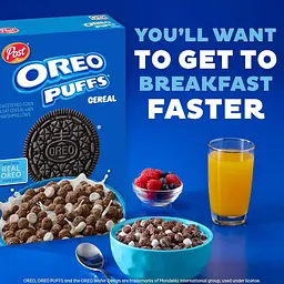 Сухий сніданок Post Oreo Puff Chocolate Breakfast Cereal 283г - мініатюра 6