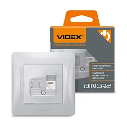 Комп'ютерна розетка Videx BINERA CAT6 одинарна сереб (VF-BNSK1PC6-SS) - мініатюра 4